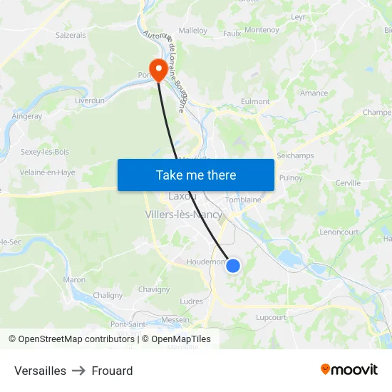 Versailles to Frouard map