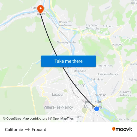 Californie to Frouard map