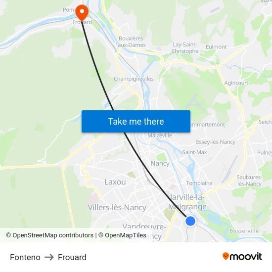 Fonteno to Frouard map