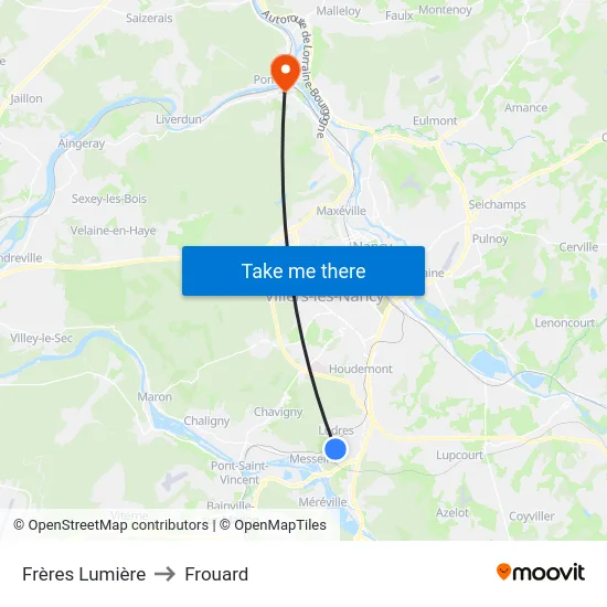Frères Lumière to Frouard map