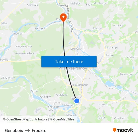 Genobois to Frouard map