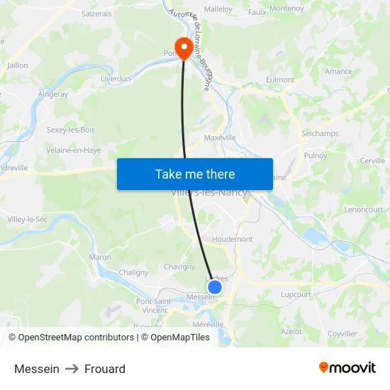 Messein to Frouard map