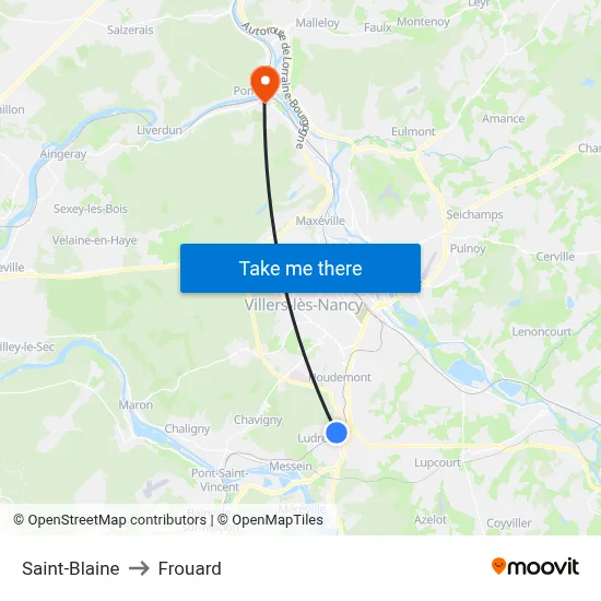 Saint-Blaine to Frouard map