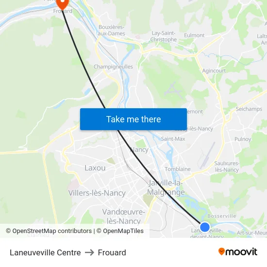 Laneuveville Centre to Frouard map