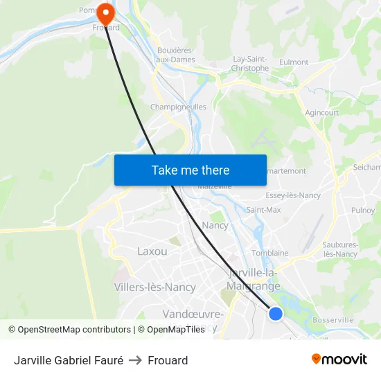 Jarville Gabriel Fauré to Frouard map