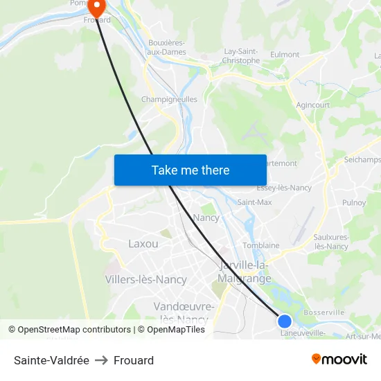 Sainte-Valdrée to Frouard map