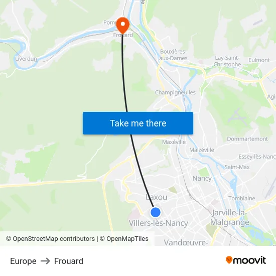 Europe to Frouard map