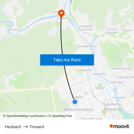 Heubach to Frouard map
