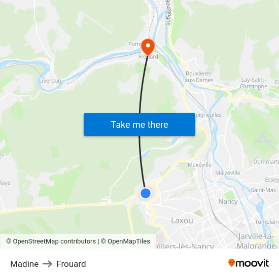Madine to Frouard map