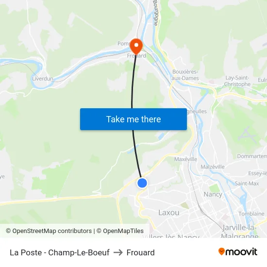 La Poste - Champ-Le-Boeuf to Frouard map