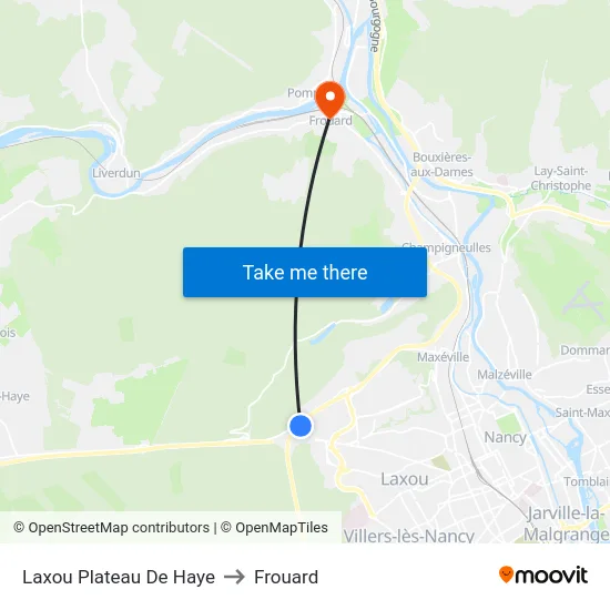 Laxou Plateau De Haye to Frouard map