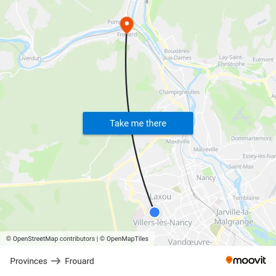 Provinces to Frouard map