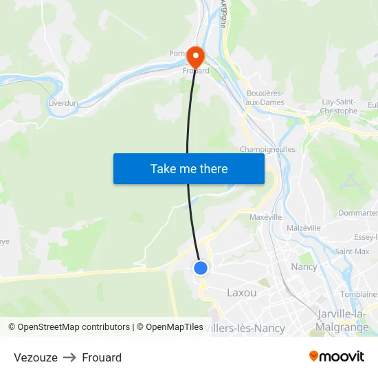 Vezouze to Frouard map