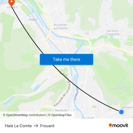 Haie Le Comte to Frouard map