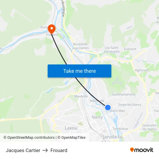 Jacques Cartier to Frouard map