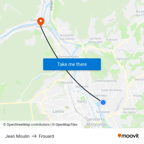 Jean Moulin to Frouard map