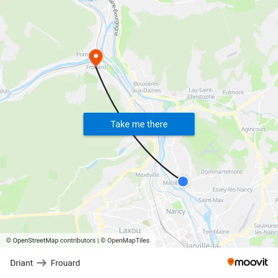 Driant to Frouard map