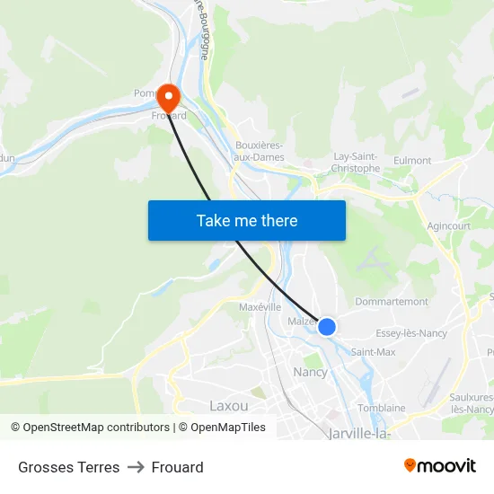 Grosses Terres to Frouard map