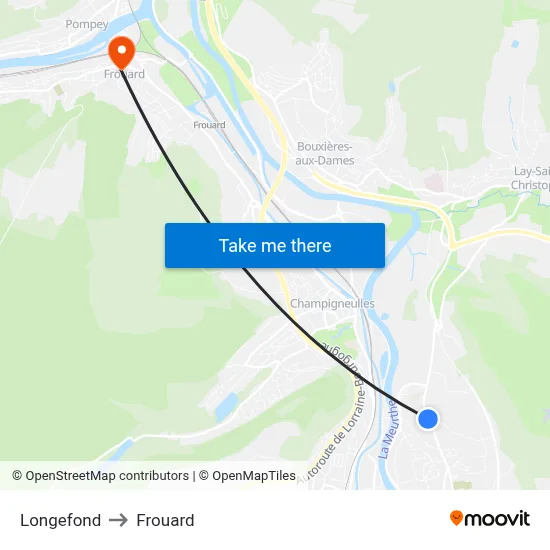 Longefond to Frouard map