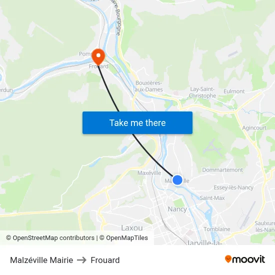 Malzéville Mairie to Frouard map