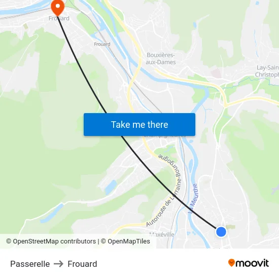 Passerelle to Frouard map