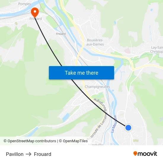 Pavillon to Frouard map