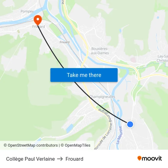 Collège Paul Verlaine to Frouard map