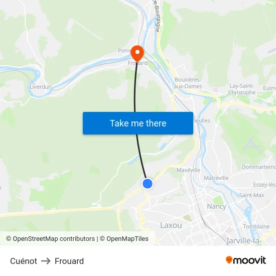 Cuénot to Frouard map