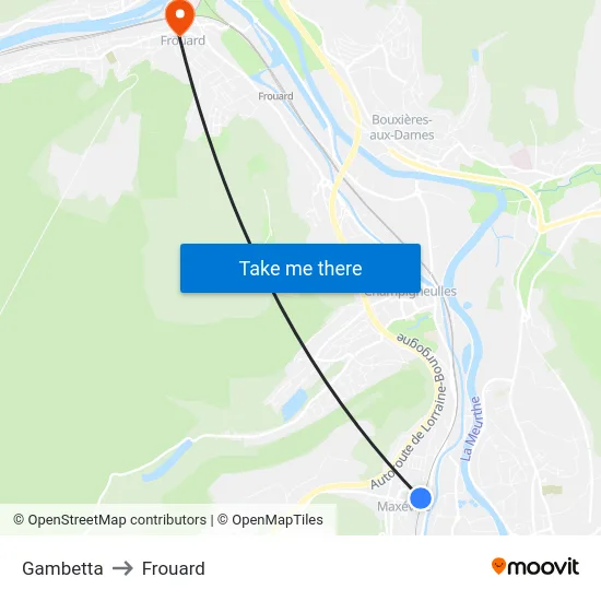 Gambetta to Frouard map