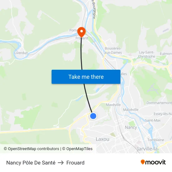 Nancy Pôle De Santé to Frouard map