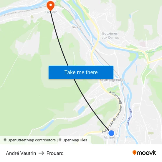 André Vautrin to Frouard map