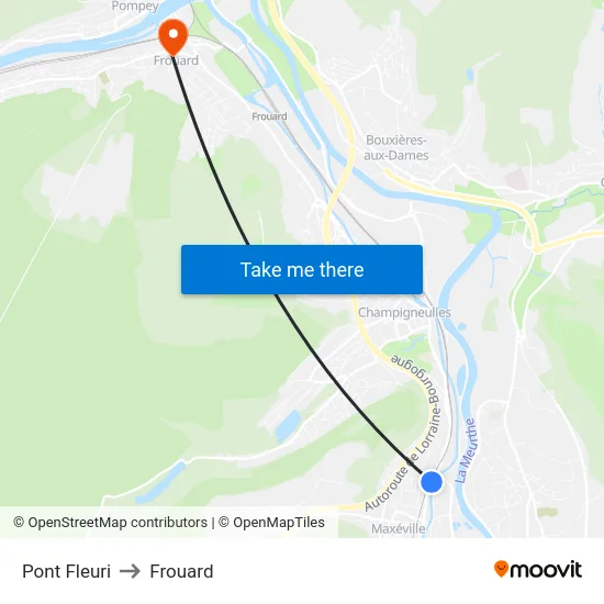 Pont Fleuri to Frouard map