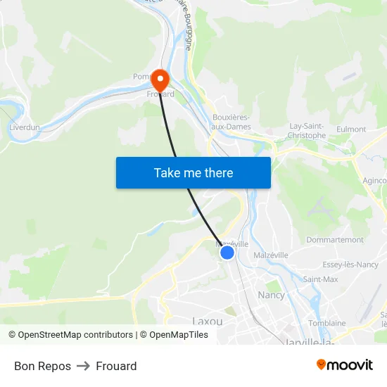 Bon Repos to Frouard map