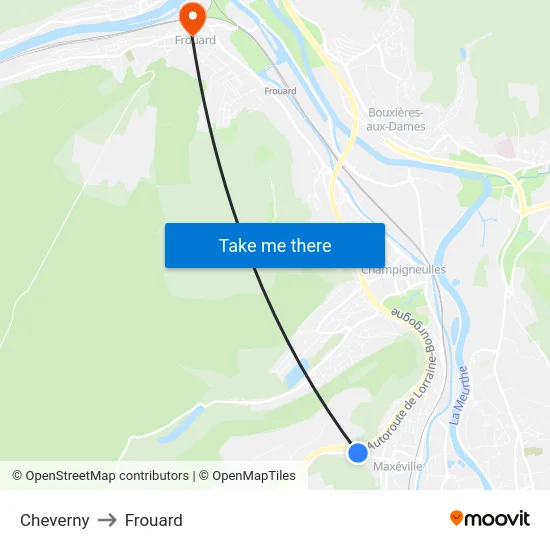 Cheverny to Frouard map