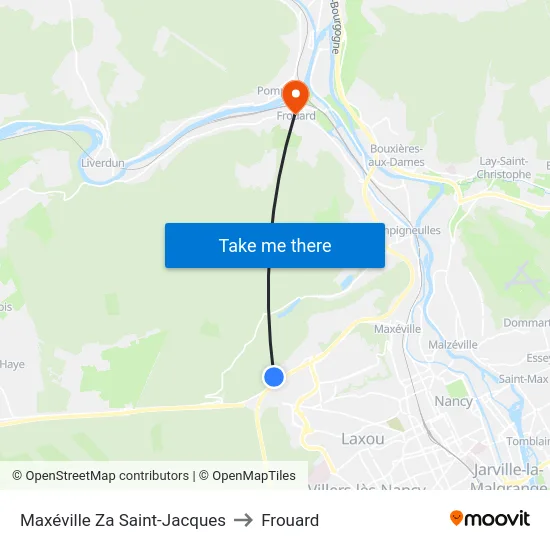 Maxéville Za Saint-Jacques to Frouard map