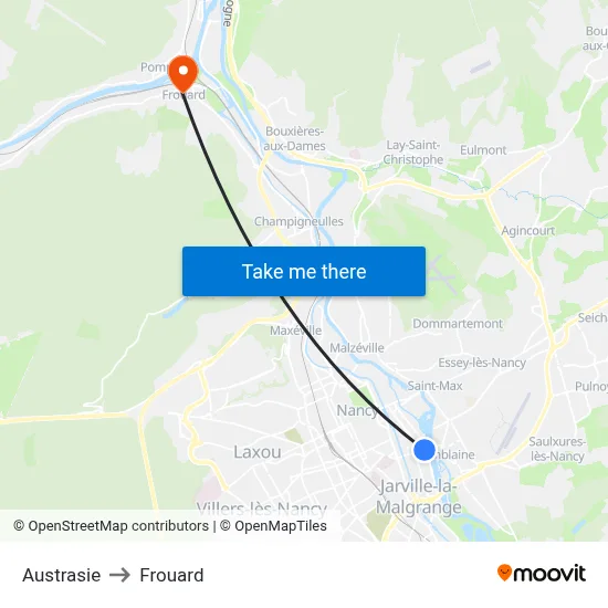 Austrasie to Frouard map