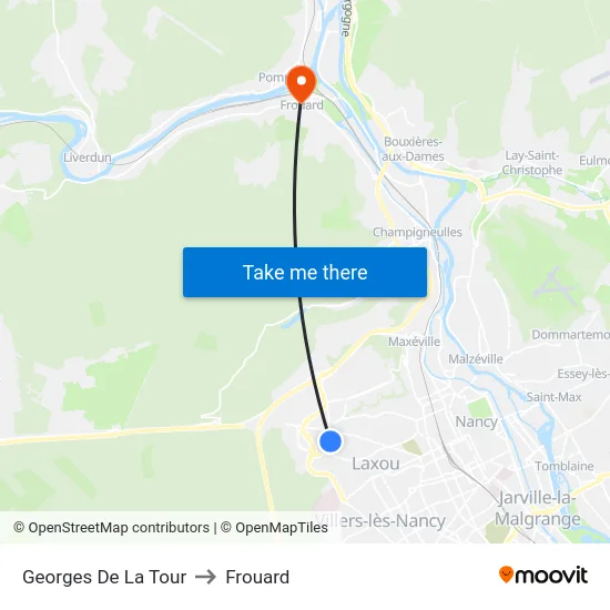 Georges De La Tour to Frouard map
