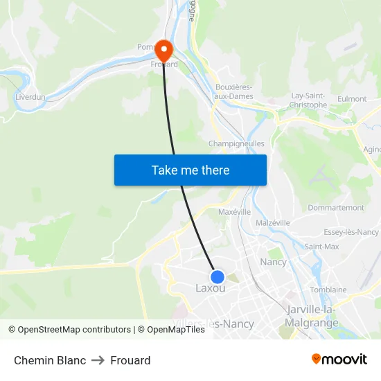 Chemin Blanc to Frouard map