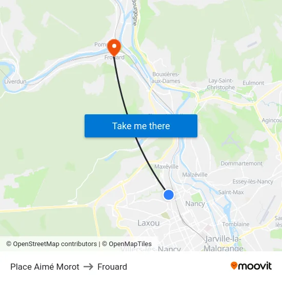 Place Aimé Morot to Frouard map