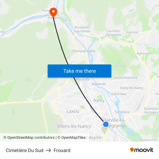 Cimetière Du Sud to Frouard map