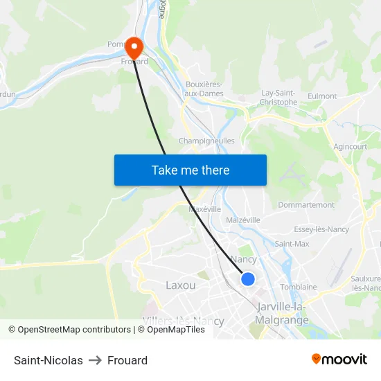 Saint-Nicolas to Frouard map