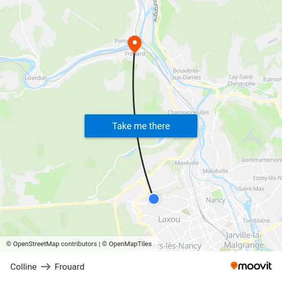 Colline to Frouard map