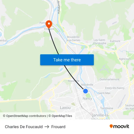 Charles De Foucauld to Frouard map