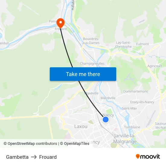 Gambetta to Frouard map