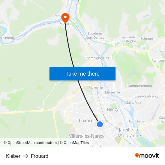 Kléber to Frouard map