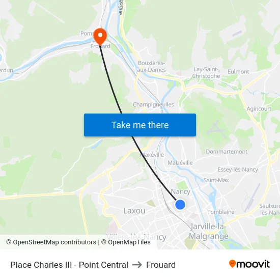 Place Charles III - Point Central to Frouard map