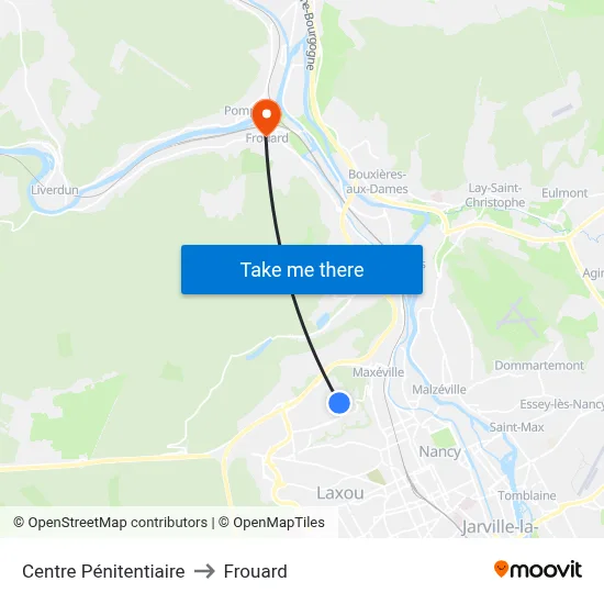 Centre Pénitentiaire to Frouard map