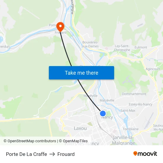 Porte De La Craffe to Frouard map
