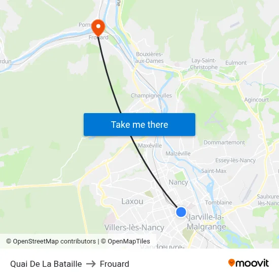 Quai De La Bataille to Frouard map