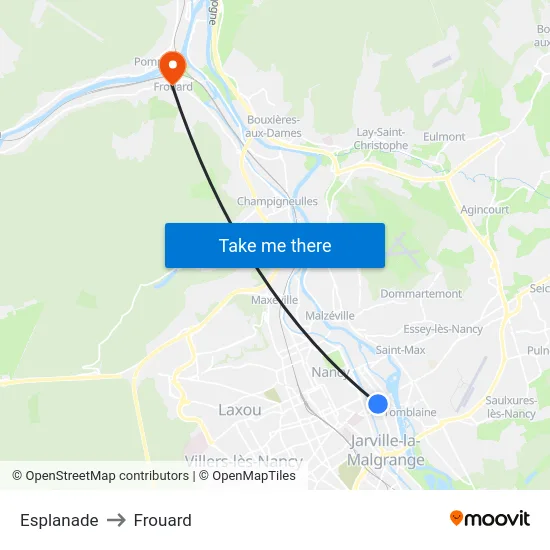 Esplanade to Frouard map